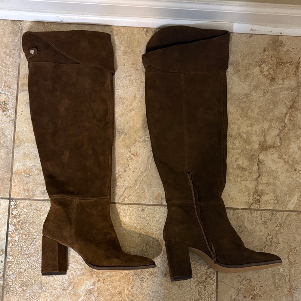 Steve Madden Dark Brown Suede Over-the-Knee Block Heel Boots